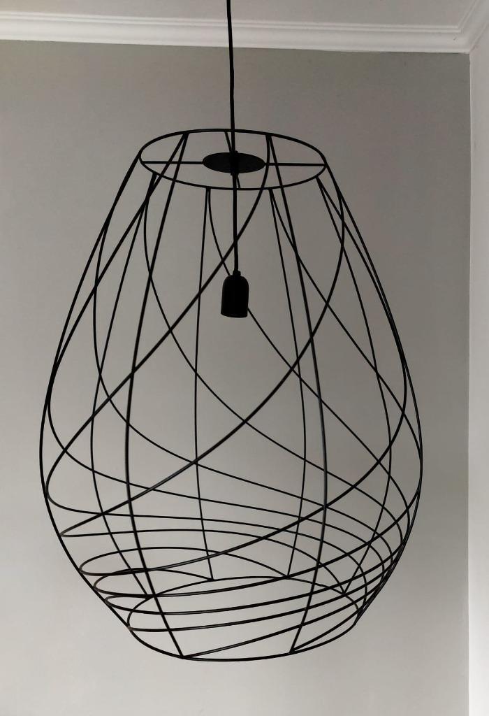 Subtiele zwarte open hanglamp CAMILLO | Groot Ø 63 cm, Huis en Inrichting, Lampen | Hanglampen, Zo goed als nieuw, 75 cm of meer