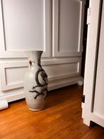 Grote Japanse vintage vaas 60 cm drakenreliëf & craquelé, Overige kleuren, Aardewerk of Porselein, \, Ophalen of Verzenden