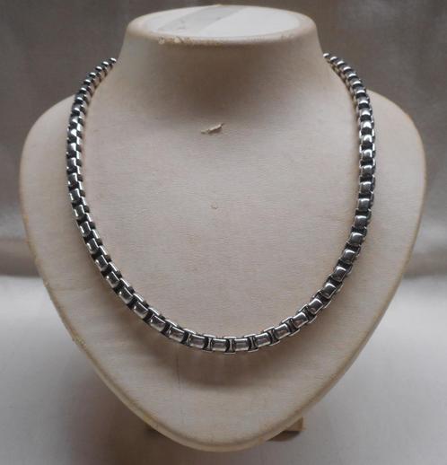Zilveren zwaar schakel collier ketting nr.537, Sieraden, Tassen en Uiterlijk, Kettingen, Zo goed als nieuw, Zilver, Zilver, Verzenden