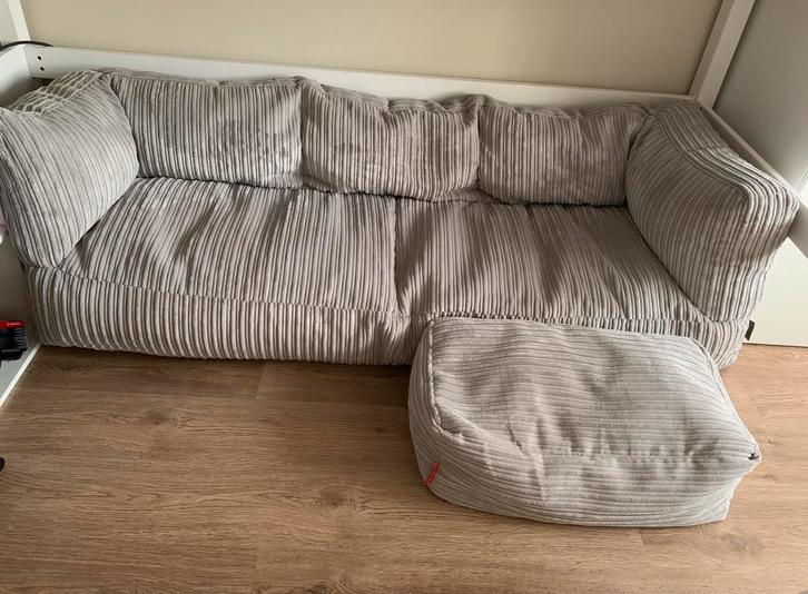Loungepug 3-zitsbank met poef NIEUW, Huis en Inrichting, Fauteuils, Nieuw, Stof, 125 cm of meer, 75 tot 100 cm, Ophalen of Verzenden