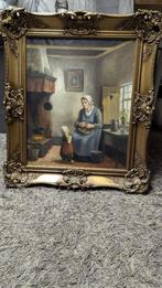 schilderij van vrouw met meisje, Antiek en Kunst, Kunst | Schilderijen | Klassiek, Ophalen of Verzenden