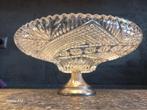 Kristallen fruitschaal 30 cm rond met zilveren voet, Ophalen of Verzenden