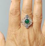 925 zilveren ring met natuurlijke Groene Onyx steen, Sieraden, Tassen en Uiterlijk, Ringen, O.T., Nieuw, Ophalen of Verzenden