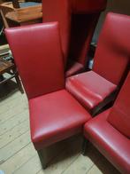 Set van 6 eettafel stoelen rood nepleer, Ophalen, Gebruikt, Leer, Vijf, Zes of meer stoelen