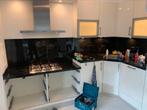 Zwart natuurstenen achterblad + aanrechtblad rvs spoelbak, Huis en Inrichting, Keuken | Keukenelementen, Zwart, 150 tot 200 cm