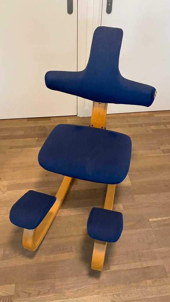Stokke Thatsit Balans stoel - Blauw, Huis en Inrichting, Bureaustoelen, Gebruikt, Bureaustoel, Blauw, Ophalen