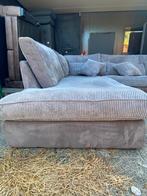 !!ACTIE!! Lichtgrijze ribstof hoekbank, gratis levering, Verzenden, Hoekbank, 300 cm of meer, Metaal