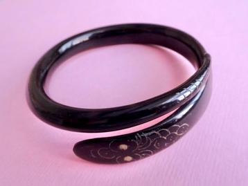 jwg Victoriaanse Art Deco slang armband zwart hoorn antiek beschikbaar voor biedingen