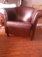 Cognac leren clubfauteuil met gebruikerssporen, Huis en Inrichting, Fauteuils, Ophalen, Gebruikt, Vintage, 75 tot 100 cm