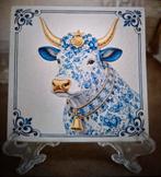 Handgemaakte keramische tegel - Koe Delfts Blauw 15x15, Verzenden