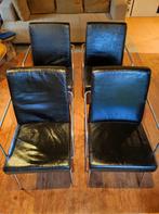 4 Harvink stoelen 'De Storm' zwart leer/chroom buizenframe, Ophalen, Zwart, Design, Zo goed als nieuw