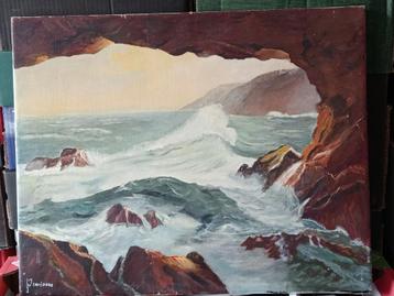 Zeegezicht Olieverf op doek J.Snijders 20e eeuw  beschikbaar voor biedingen