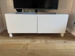 TV meubel wit incl. Glasplaat, Huis en Inrichting, Kasten | Televisiemeubels, Ophalen, 100 tot 150 cm, Zo goed als nieuw, Minder dan 100 cm