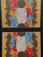 2 grote Aboriginal werken op canvas, Antiek en Kunst, Kunst | Schilderijen | Abstract, Ophalen