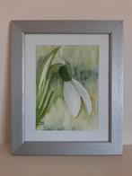 Ingelijste aquarel sneeuwklokje bloem, Ophalen of Verzenden