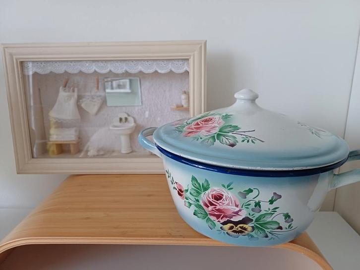 Japy pan blauw vioolmotief, Antiek en Kunst, Antiek | Emaille, Ophalen of Verzenden