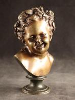 Antieke bronzen buste van een peuter, Ophalen of Verzenden