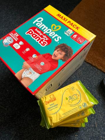 Pampers Baby-Dry Pants Maat 6 + Zwitsal Billendoekjes beschikbaar voor biedingen