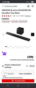 SAMSUNG Q-series HW-QS700F/XN Soundbar Titan Black, Ophalen, Zo goed als nieuw