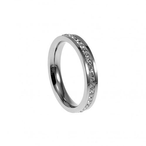 Ring Dames - Gepolijst RVS - Smalle Ring met Zikonia s, Sieraden, Tassen en Uiterlijk, Ringen, Nieuw, Dame, Zilver, IJzer of Staal