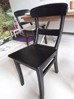 6 zwarte houten eetkamerstoelen, Huis en Inrichting, Stoelen, Vijf, Zes of meer stoelen, Brocant, Gebruikt, Hout