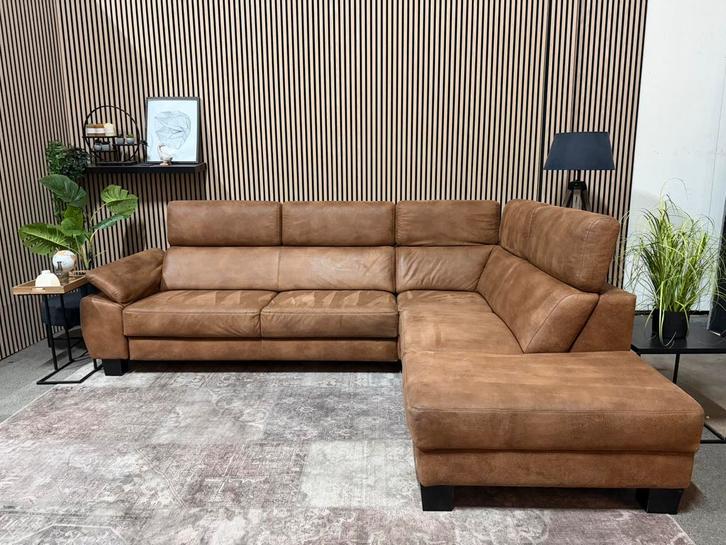 “GRATIS LEVERING” Prachtige cognac hoekbank+ opbertuimte!, Huis en Inrichting, Banken | Bankstellen, Zo goed als nieuw, Hoekbank