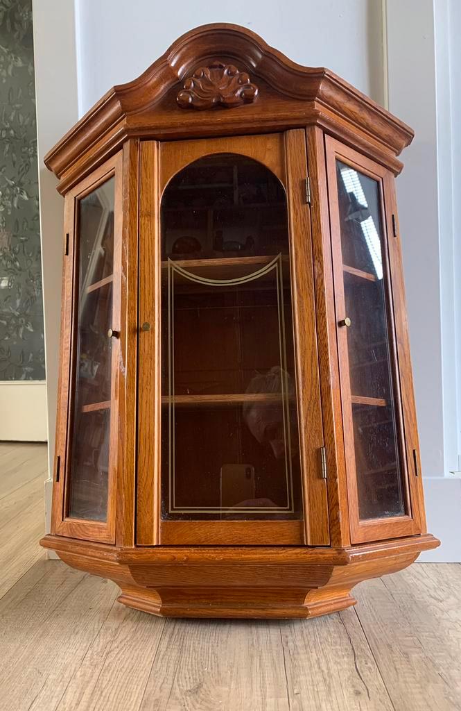 Art Deco eikenhouten vitrinekastje, Huis en Inrichting, Kasten | Vitrinekasten, Zo goed als nieuw, Minder dan 100 cm, 50 tot 100 cm