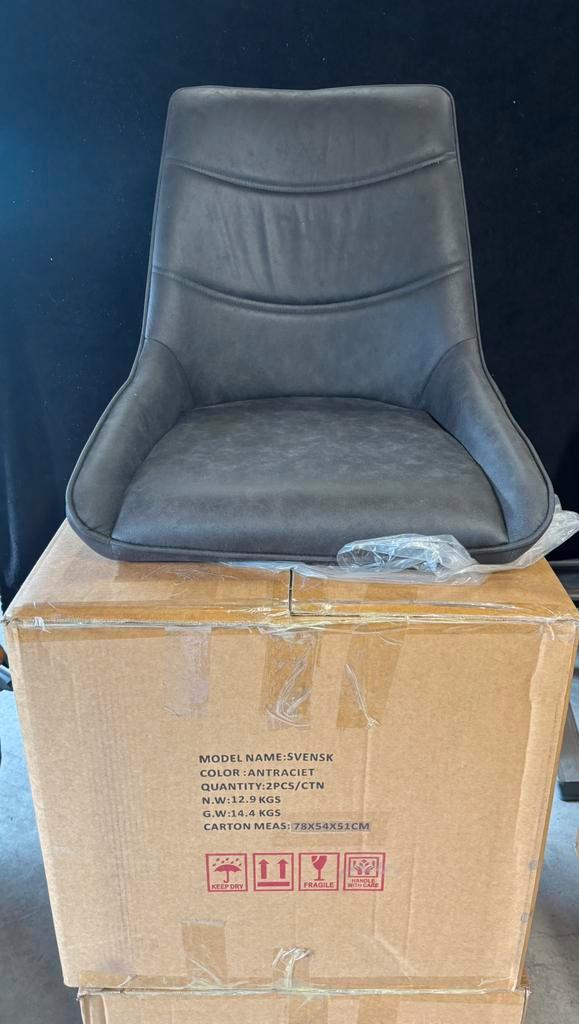 Svenski Eetkamerstoel - Antraciet prijs 4 stuks, Huis en Inrichting, Stoelen, Zo goed als nieuw, Vier, Metaal, Grijs, Ophalen of Verzenden