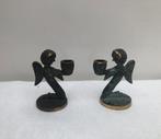 2 bronzen Engeltjes/Kandelaartjes - Walter Bosse - Jr 60, Ophalen of Verzenden, Brons