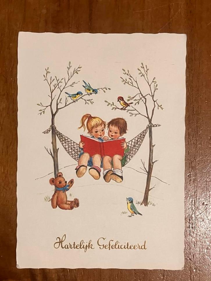 Hartelijk Gefeliciteerd 1963 - Kinderen in Hangmat, Verzamelen, Ansichtkaarten | Themakaarten, Gelopen, 1960 tot 1980, Kinderen