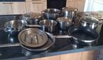 Pannenset - Elektrische Kookplaat Geschikt, Gebruikt, Pannenset, Ophalen of Verzenden, Rvs