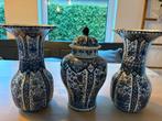Delfts Blauw Vaas met Deksel - Boch Royal Sphinx, Antiek en Kunst, Antiek | Vazen, Ophalen of Verzenden