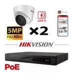 SALE!! Hikvision cameraset 2x 5MP POE Set 4ch NVR Incl 1TB, Audio, Tv en Foto, Videobewaking, Nieuw, Buitencamera, Ophalen of Verzenden