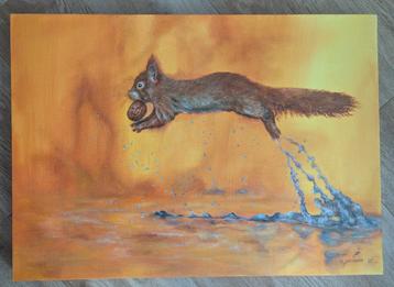 Voor een goed doel: schilderij van springende eekhoorn beschikbaar voor biedingen