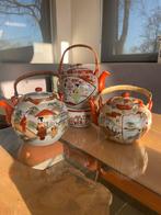 Japans porseleinen theepotten en theelichthouder Kutani, Antiek en Kunst, Ophalen of Verzenden