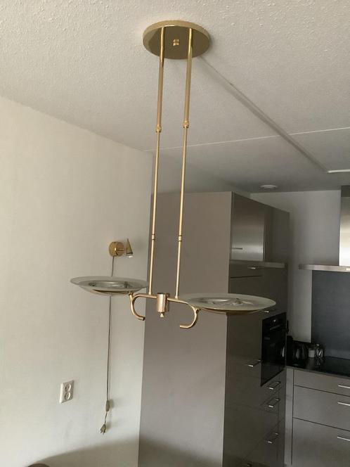 Messing kleurige hanglamp dimbaar, Huis en Inrichting, Lampen | Hanglampen, Zo goed als nieuw, Ophalen