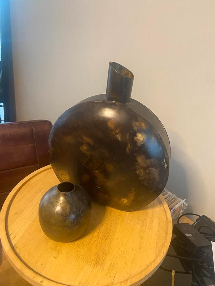Decoratie Set - Metalen Vazen, Huis en Inrichting, Woonaccessoires | Vazen, Gebruikt, Zwart, Minder dan 50 cm, Overige materialen