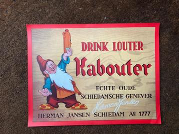 Fraaie DRINK LOUTER KABOUTER poster. 36 x 28 cm. beschikbaar voor biedingen