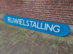 Oud metalen stations bord uit 1959 - Rijwielstalling, Antiek en Kunst, Ophalen