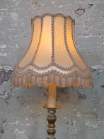Grote beige lampenkap met kant en franjes, Ophalen, Gebruikt, Klassiek / Retro / Vintage, Rond
