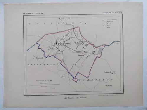 28 / Gemeente Jabeek Limburg Litho uit 1866 door J. Kuyper, Antiek en Kunst, Kunst | Litho's en Zeefdrukken, Ophalen of Verzenden