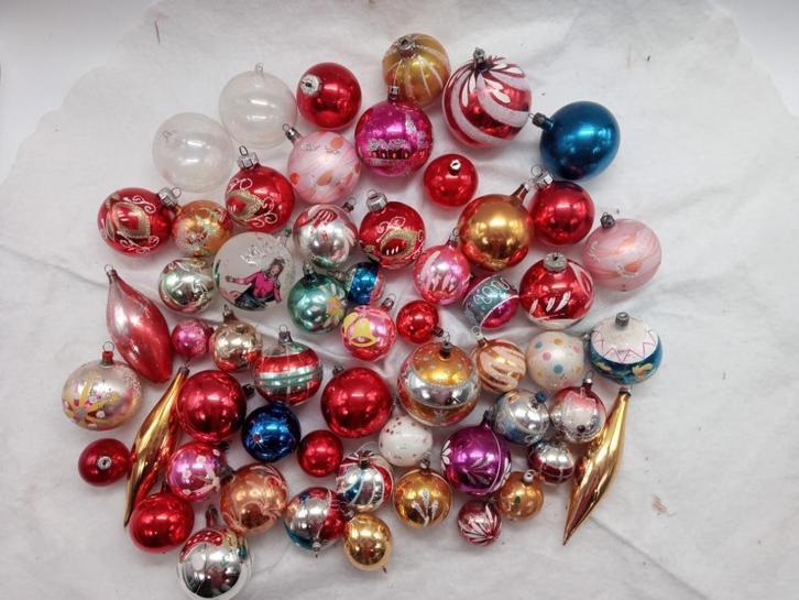 Partij oude/vintage glazen kerstballen, Diversen, Kerst, Gebruikt, Ophalen of Verzenden