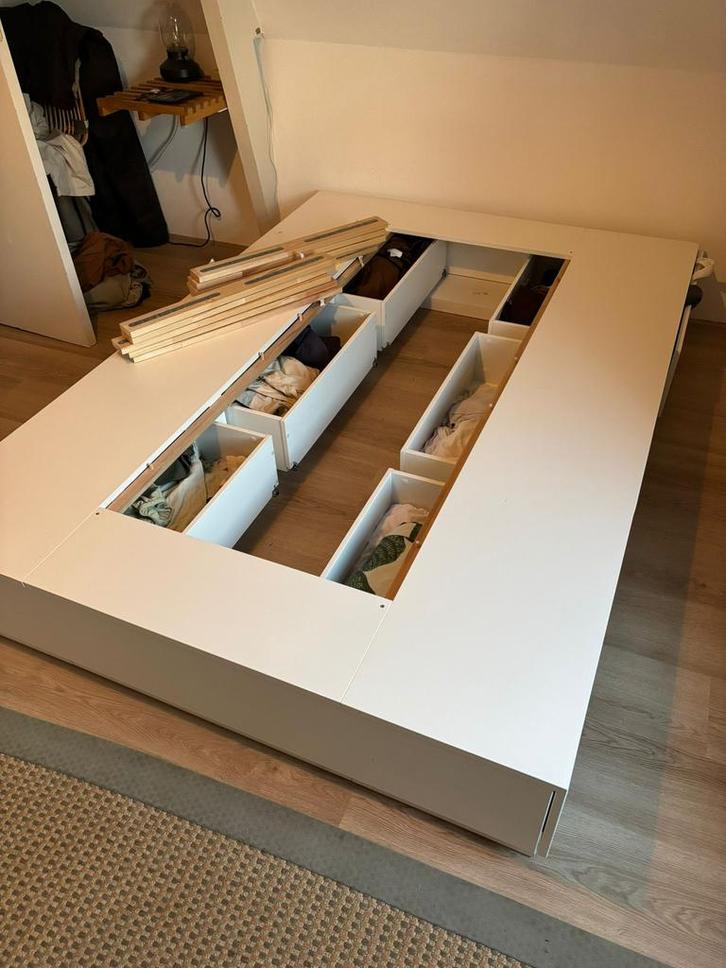 Ikea NORDLI twijfelaar bedframe 140cm, Huis en Inrichting, Slaapkamer | Bedden, Zo goed als nieuw, Twijfelaar, 140 cm, 200 cm