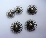 Zilverkleurige set 2 broches & bijpassende oorclips bloemen, Verzenden, Overige materialen, Broche