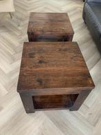 bijzettafels, Huis en Inrichting, Minder dan 55 cm, Gebruikt, Vierkant, Bruin