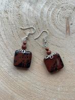 Uitverkoop! Oorbellen met mahonie obsidiaan en goudzand., Overige materialen, Verzenden, Nieuw, X