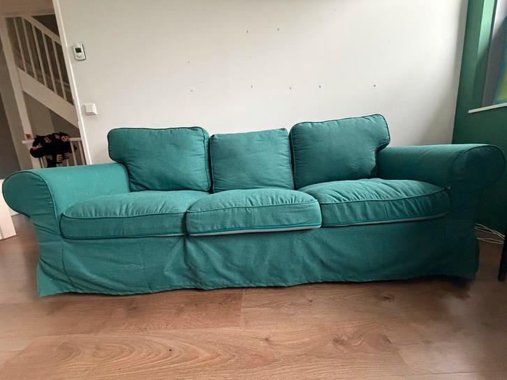 Groene Stoffen IKEA EKTORP Bank - Driepersoons, Huis en Inrichting, Banken | Bankstellen, Gebruikt, Rechte bank, Driepersoons