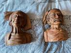 2 houten buste borst beelden indonesie ongeveer 30 cm 1 koop, Ophalen