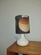 Vintage retro bruin ecru lampenkap diameter 15 cm, Bruin, Rond, Ophalen of Verzenden, Zo goed als nieuw