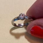 Vintage oude zilverkleur strass kristal steentje ring retro, Met strass, IJzer of Staal, Ophalen of Verzenden, Zo goed als nieuw
